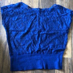 Electric blue lace crop top